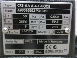 Grundfos CR 3-6 A-A-A-E-HQQE multistage centrifugal pump