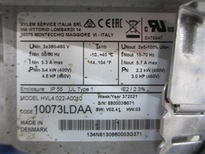 Lowara SVH14N022T/4 centrifugal pump with Hydrovar pump control