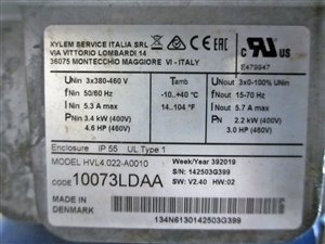 Lowara SVH14N022T/D centrifugal pump with Hydrovar pump control