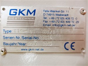 GKM KTS-V2 600 vibrating control screener