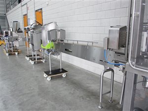 Filling line for cardboard packaging (milk cartons)