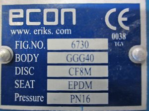 Econ DN 200 PN 16 butterfly valve - pneumatic actuated