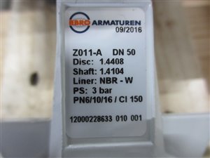 EBRO Armaturen DN 50 pneumatically actuated butterfly valve