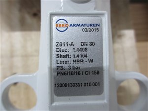 EBRO Armaturen DN 80 pneumatically actuated butterfly valve