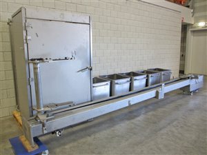 Column lift for emptying 200 litre standard trolleys at 4650 mm height