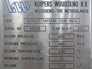 Stainless steel mixing tank 1035 litres - insulated - weighing cells