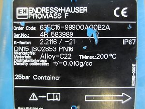 E+H Promass 63F DN15 coriolis mass flowmeter
